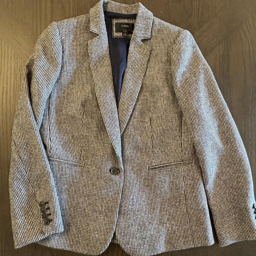 J. Crew Women's Blazer - Black and White Houndstooth